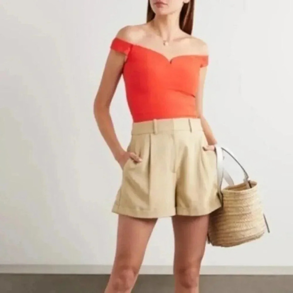 Reformation Giada Off-the-shoulder Shirred Crepe Top B942